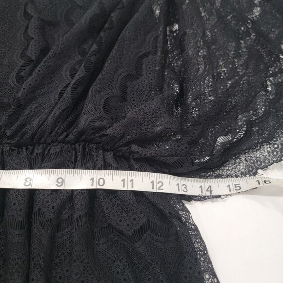 Old Navy Womens Top Size Small Black Floral Lace Bat Wing Cinched Waist - Picture 5 of 7